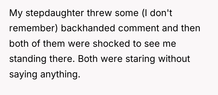 My stepdaughter threw some (I don't remember) backhanded comment and...