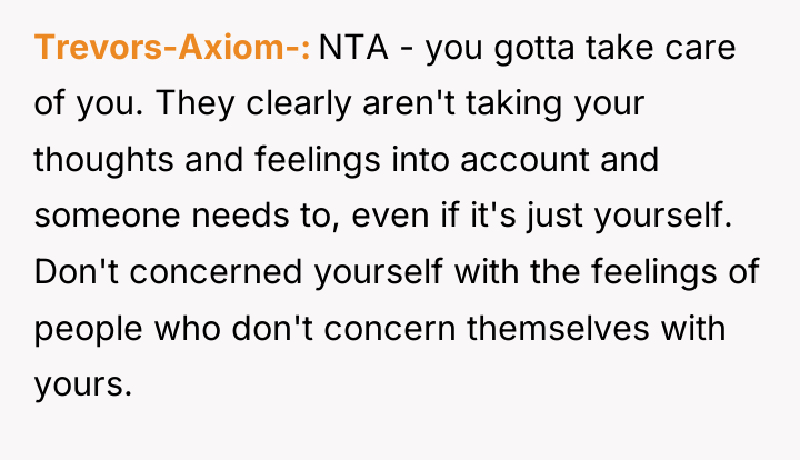 Trevors-Axiom- NTA - you gotta take care of you. They...
