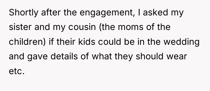Shortly after the engagement, I asked my sister and my...