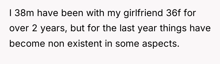 I 38m have been with my girlfriend 36f for over...