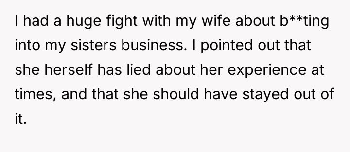 I had a huge fight with my wife about b**ting...