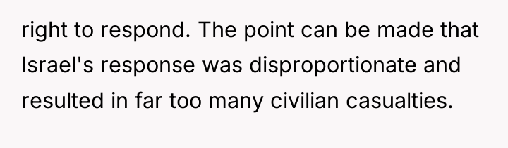 right to respond. The point can be made that Israel's...