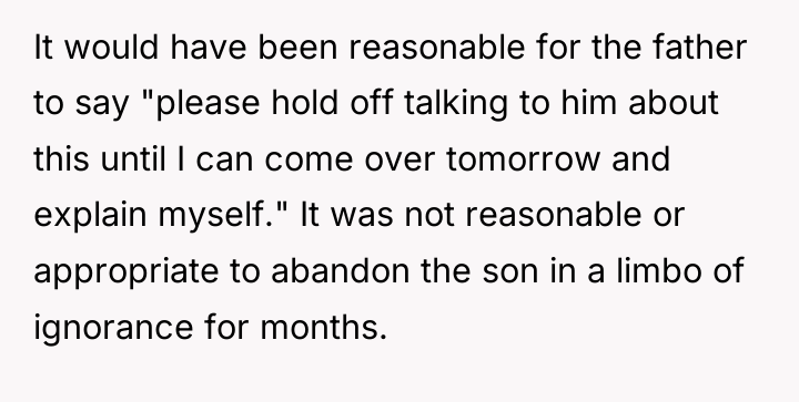 It would have been reasonable for the father to say...