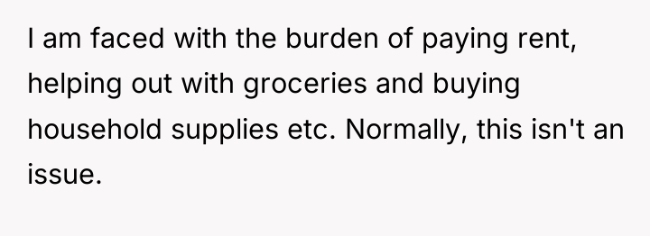 I am faced with the burden of paying rent, helping...