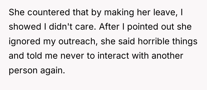 She countered that by making her leave, I showed I...
