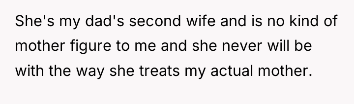 She's my dad's second wife and is no kind of...