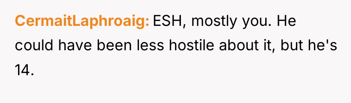 CermaitLaphroaig ESH, mostly you. He could have been less hostile...