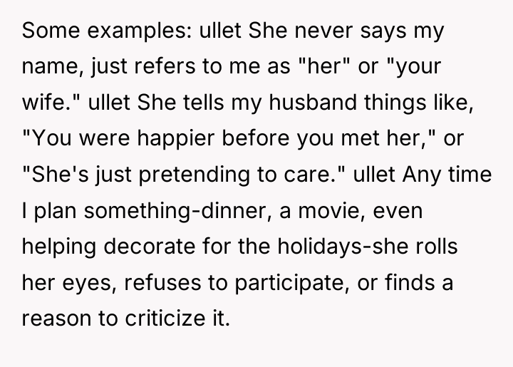 Some examples: ullet She never says my name, just refers...