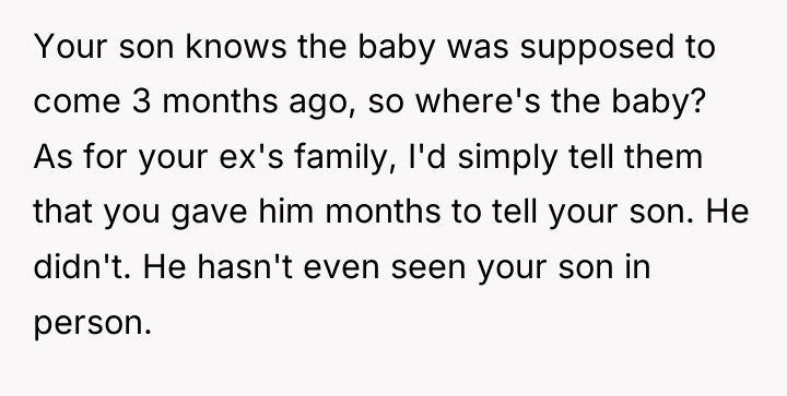 Your son knows the baby was supposed to come 3...