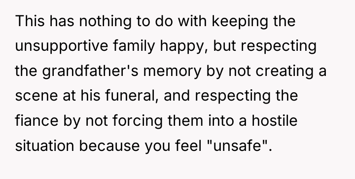 This has nothing to do with keeping the unsupportive family...