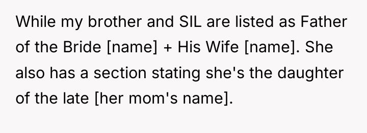 While my brother and SIL are listed as Father of...