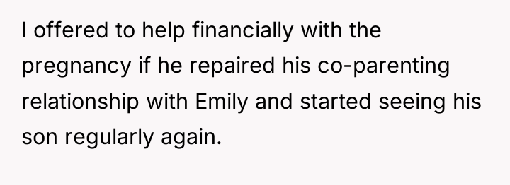 I offered to help financially with the pregnancy if he...
