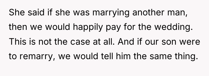 She said if she was marrying another man, then we...