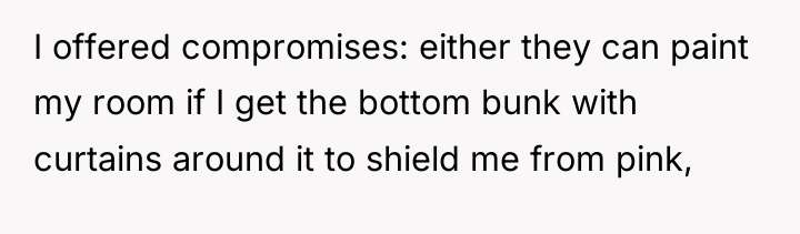 I offered compromises: either they can paint my room if...