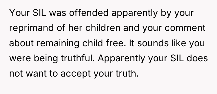Your SIL was offended apparently by your reprimand of her...