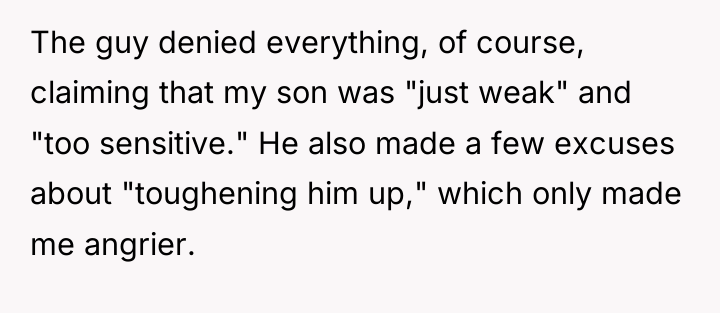 The guy denied everything, of course, claiming that my son...