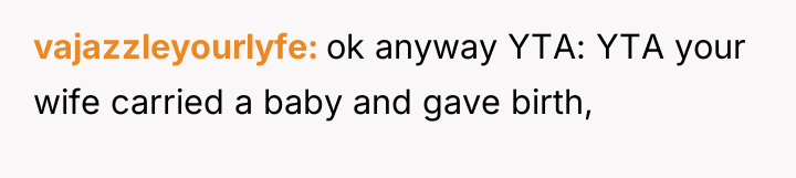 vajazzleyourlyfe ok anyway YTA: YTA your wife carried a baby...