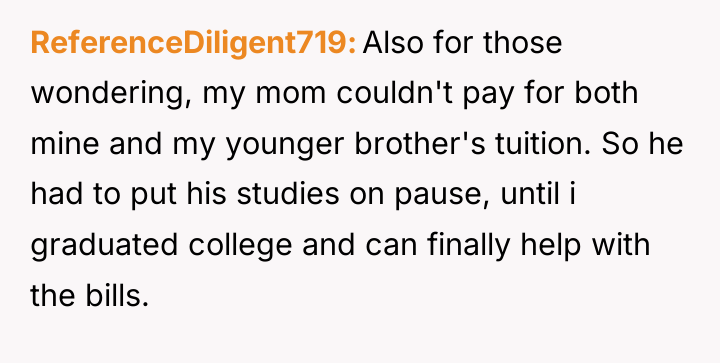 ReferenceDiligent719 Also for those wondering, my mom couldn't pay for...