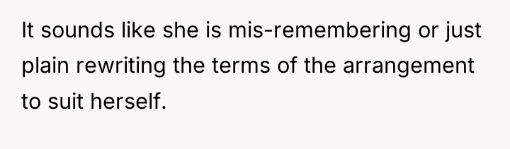 It sounds like she is mis-remembering or just plain rewriting...