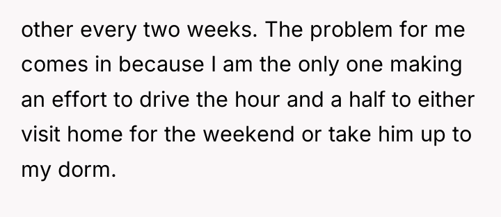 other every two weeks. The problem for me comes in...