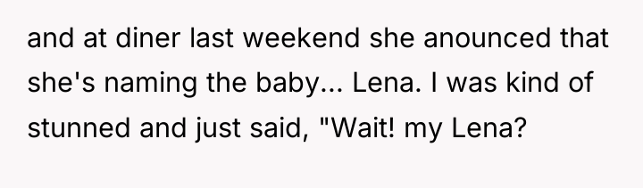 and at diner last weekend she anounced that she's naming...