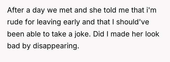 After a day we met and she told me that...