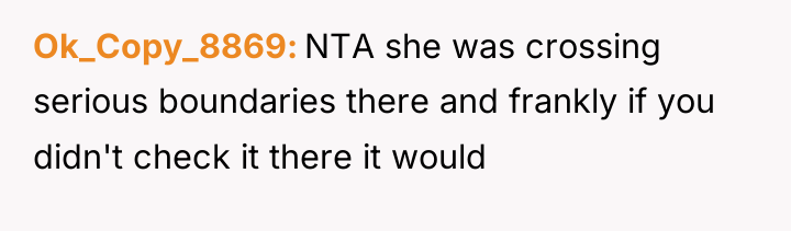 Ok_Copy_8869 NTA she was crossing serious boundaries there and frankly...