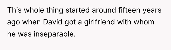 This whole thing started around fifteen years ago when David...