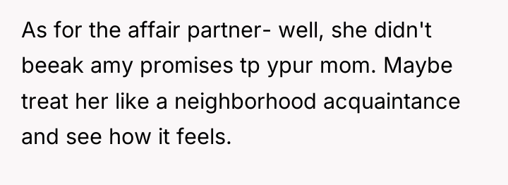 As for the affair partner- well, she didn't beeak amy...