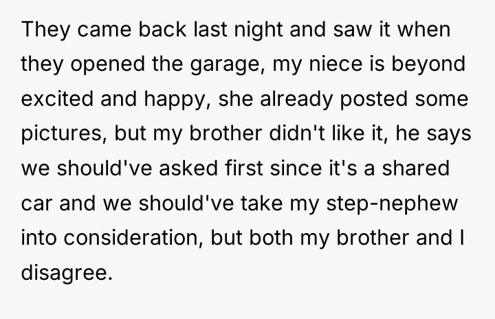 They came back last night and saw it when they...