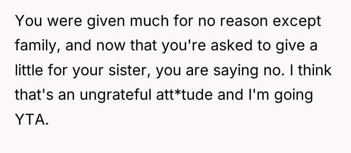 You were given much for no reason except family, and...