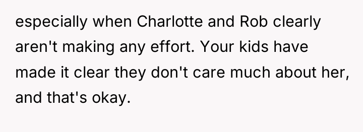especially when Charlotte and Rob clearly aren't making any effort....