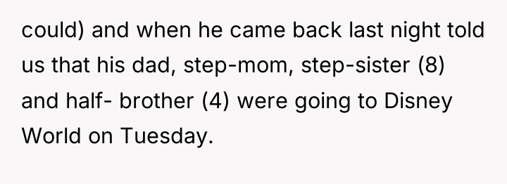 could) and when he came back last night told us...