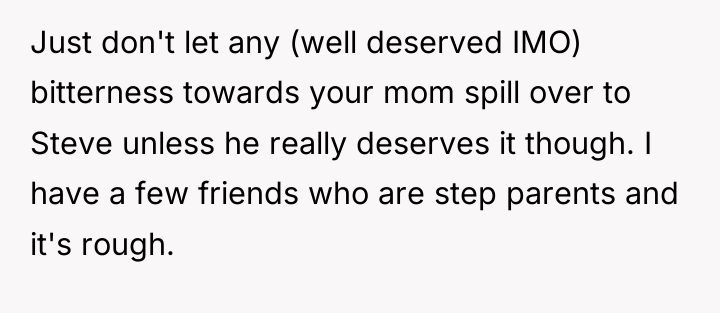 Just don't let any (well deserved IMO) bitterness towards your...