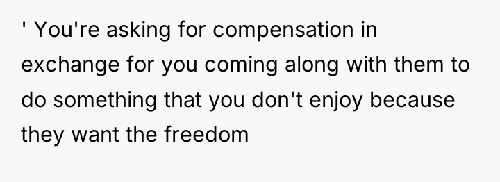 ' You're asking for compensation in exchange for you coming...