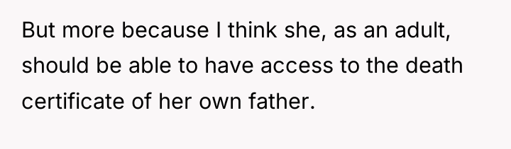 But more because I think she, as an adult, should...