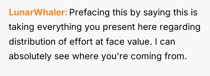 LunarWhaler Prefacing this by saying this is taking everything you...