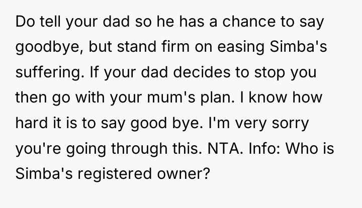 Do tell your dad so he has a chance to...