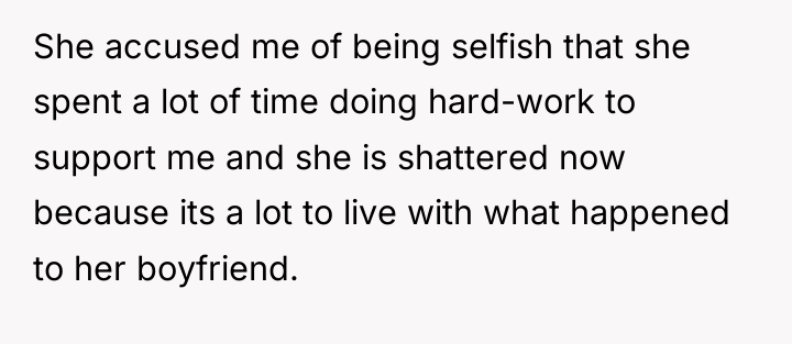 She accused me of being selfish that she spent a...