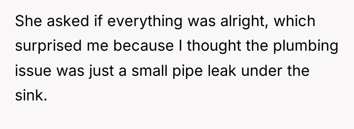 She asked if everything was alright, which surprised me because...