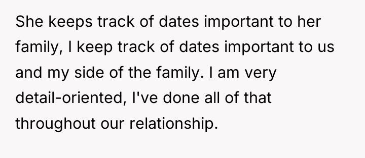 She keeps track of dates important to her family, I...