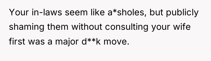 Your in-laws seem like a*sholes, but publicly shaming them without...