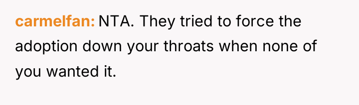 carmelfan NTA. They tried to force the adoption down your...