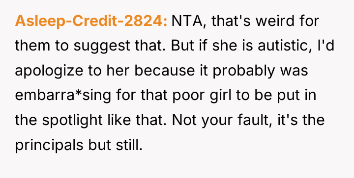 Asleep-Credit-2824 NTA, that's weird for them to suggest that. But...