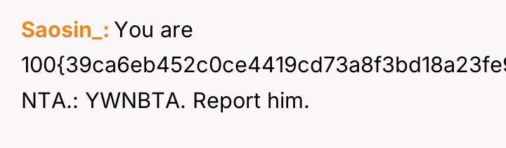 Saosin_ You are 100{39ca6eb452c0ce4419cd73a8f3bd18a23fe95ab4febb092bc2ab1b542eeea82f} NTA.: YWNBTA. Report him.