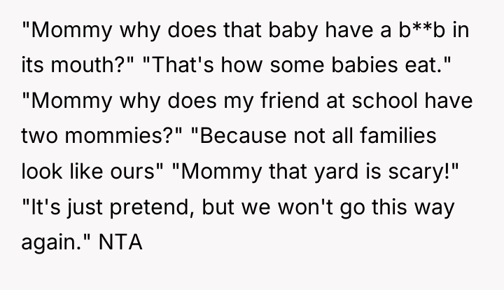 "Mommy why does that baby have a b**b in its...
