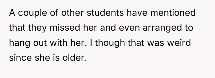 A couple of other students have mentioned that they missed...
