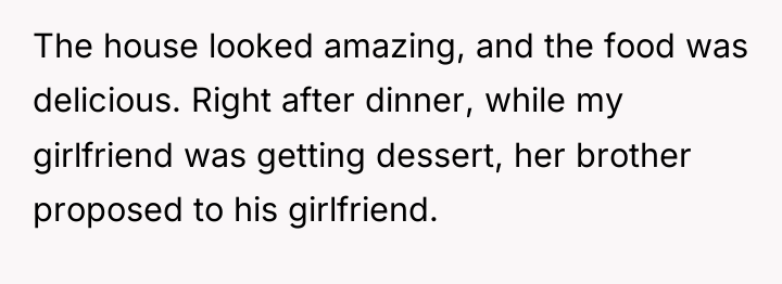 The house looked amazing, and the food was delicious. Right...