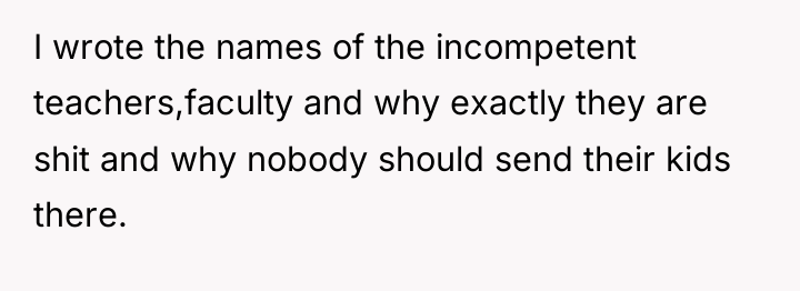 I wrote the names of the incompetent teachers,faculty and why...
