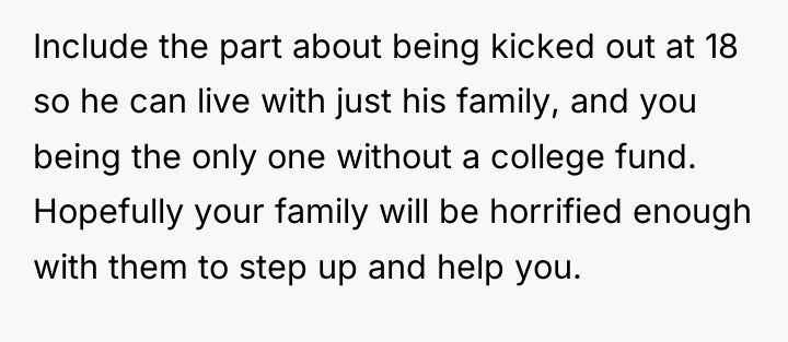 Include the part about being kicked out at 18 so...